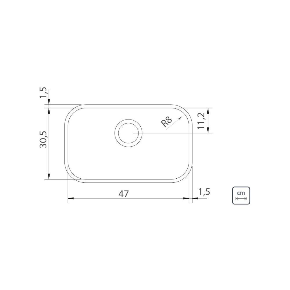 Cuba de embutir Lavinia 47 BL em aço inox acetinado 47x30cm Tramontina com Sifão Sanfonado Universal Simples 1.1/2" - 4