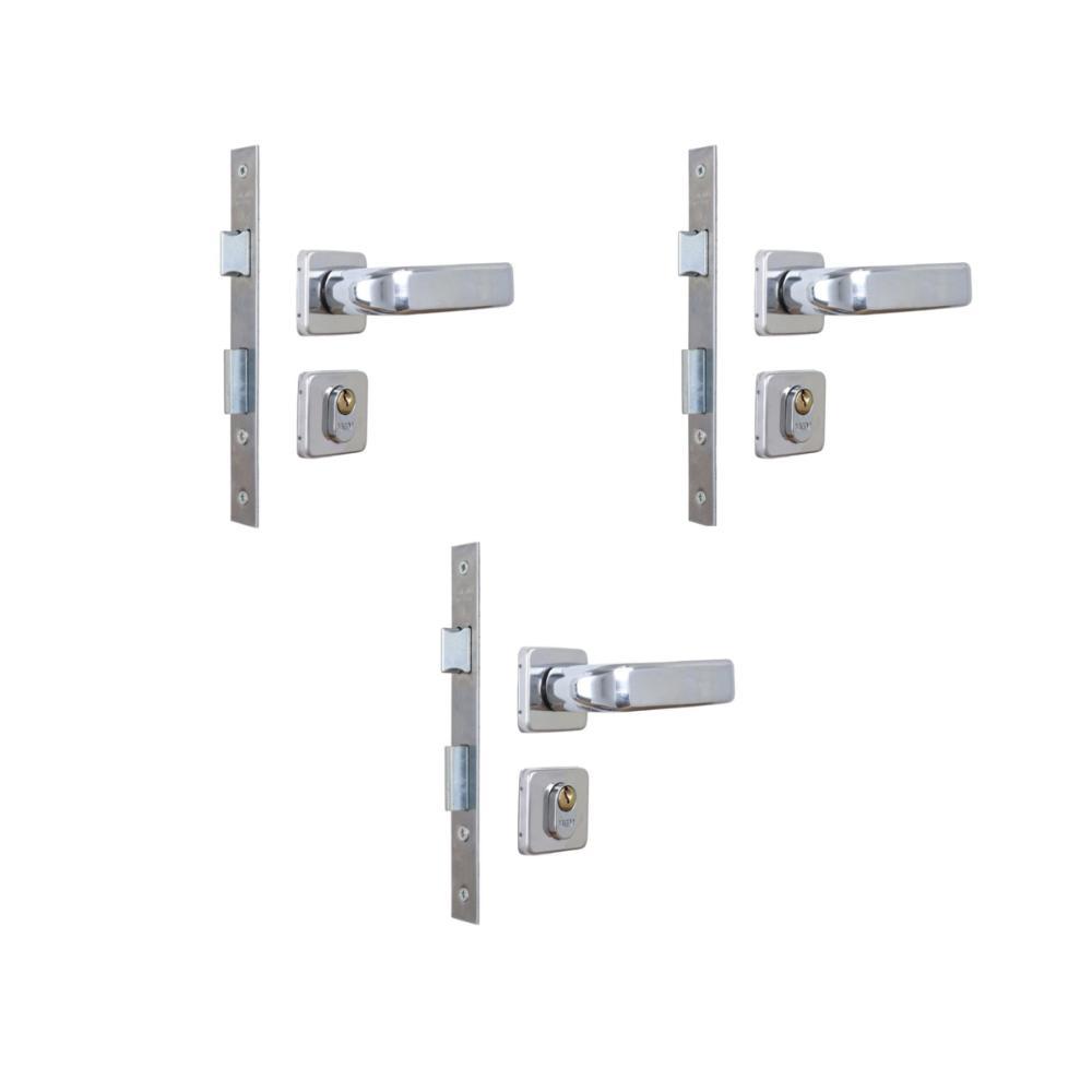 Kit 3 Fechadura Firenze Externo Alumínio 4cm MGM - 1