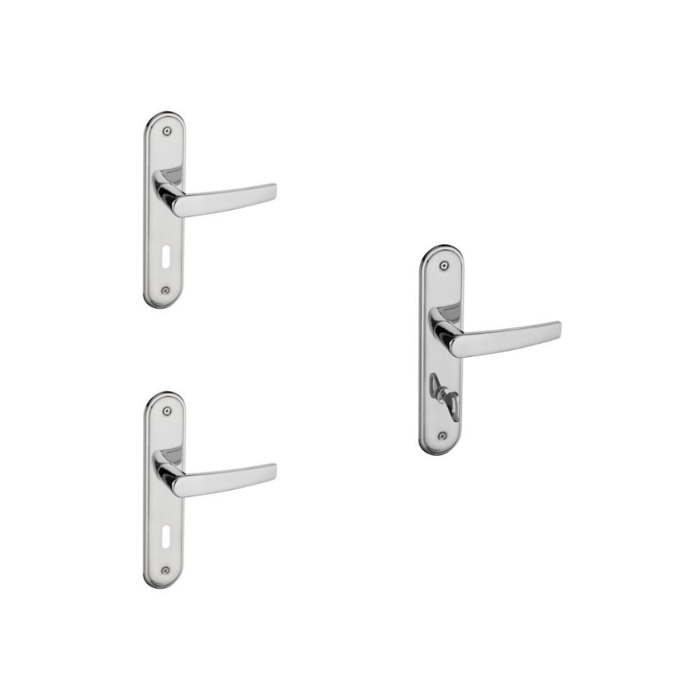 Kit 2 Fechaduras Interna e 1 WC Espelho Concept Pado Cromado - 1