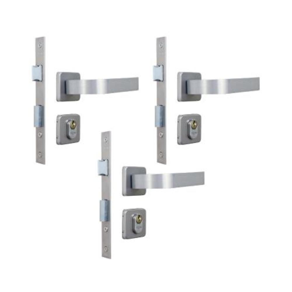 Kit 3 Fechaduras Roseta Módena Alumínio Externa MGM - 1