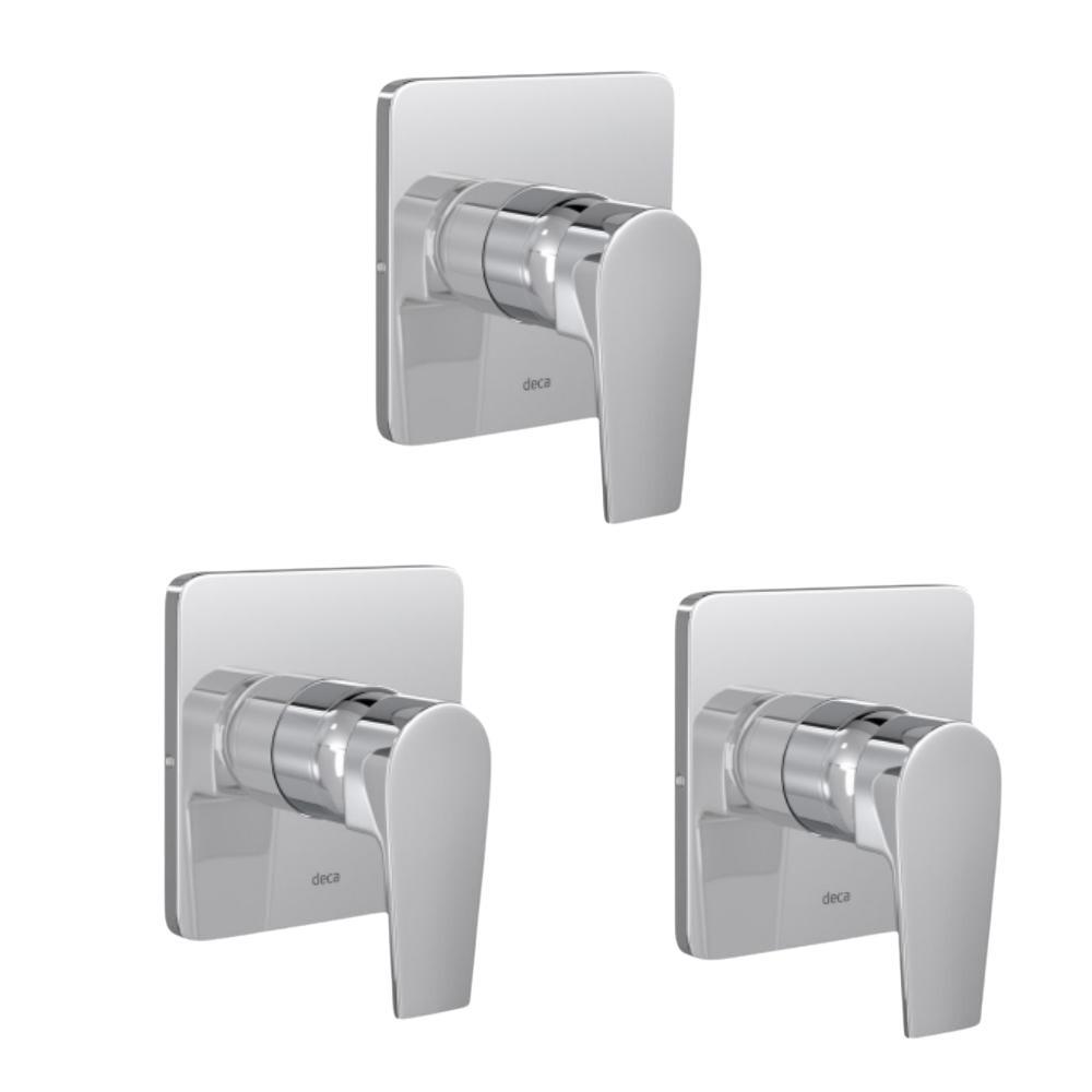 Kit 3 Acabamento Monocomando Para Chuveiro Level Alta E Baixa Pressão 4993 Cromado Deca - 1