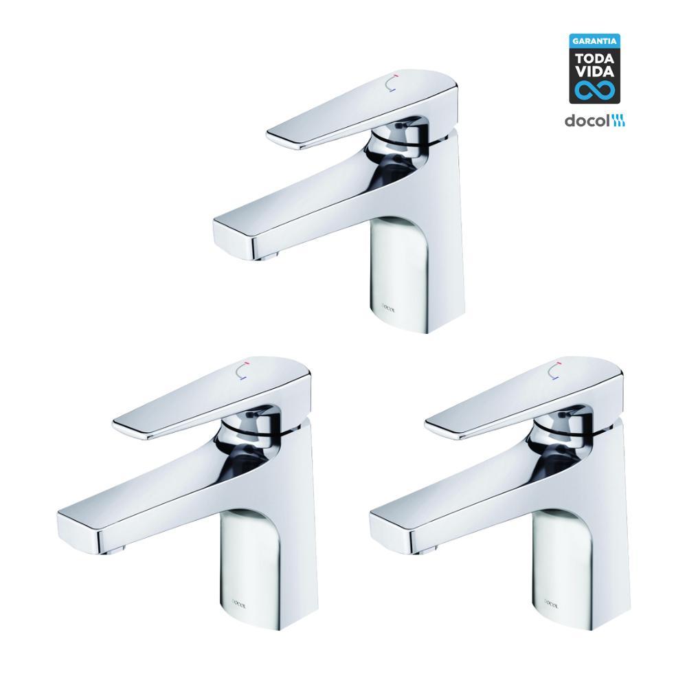 Kit 3 Misturador Monocomando Para Lavatório De Mesa Lift Bica Baixa Cromado Docol - 2