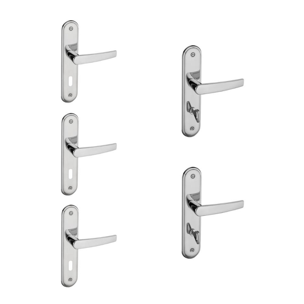 Kit 3 Fechaduras Interna e 2 WC Espelho Concept Pado Cromado - 1