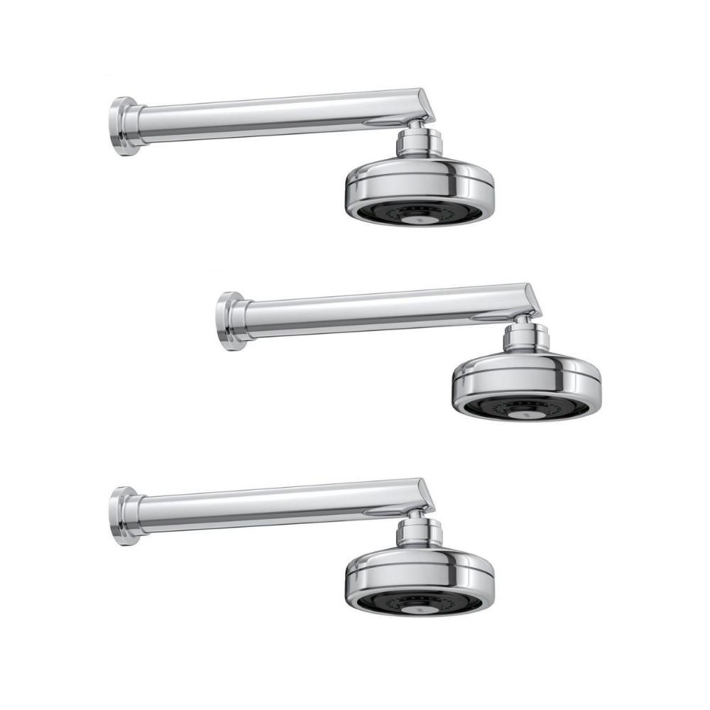 Kit 3 Chuveiro De Parede Redondo Acqua Plus Com Tubo 1990 Cromada Deca - 1