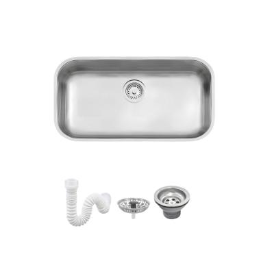 Cuba De Inox Lavínia 56x34cm 3.1/2' Com Válvula 94024/107 Acetinada Tramontina com Sifão Sanfonado Universal Simples 1.1/2"