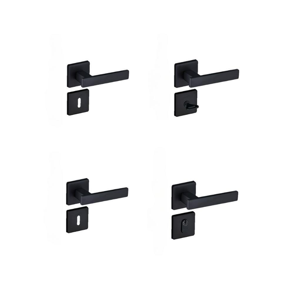 Kit 2 Fechaduras Interna 1 WC 1 Externa Quad Pado Preto - 1