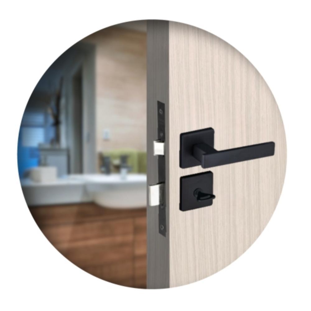 Kit 2 Fechaduras Interna 1 WC 1 Externa Quad Pado Preto - 6