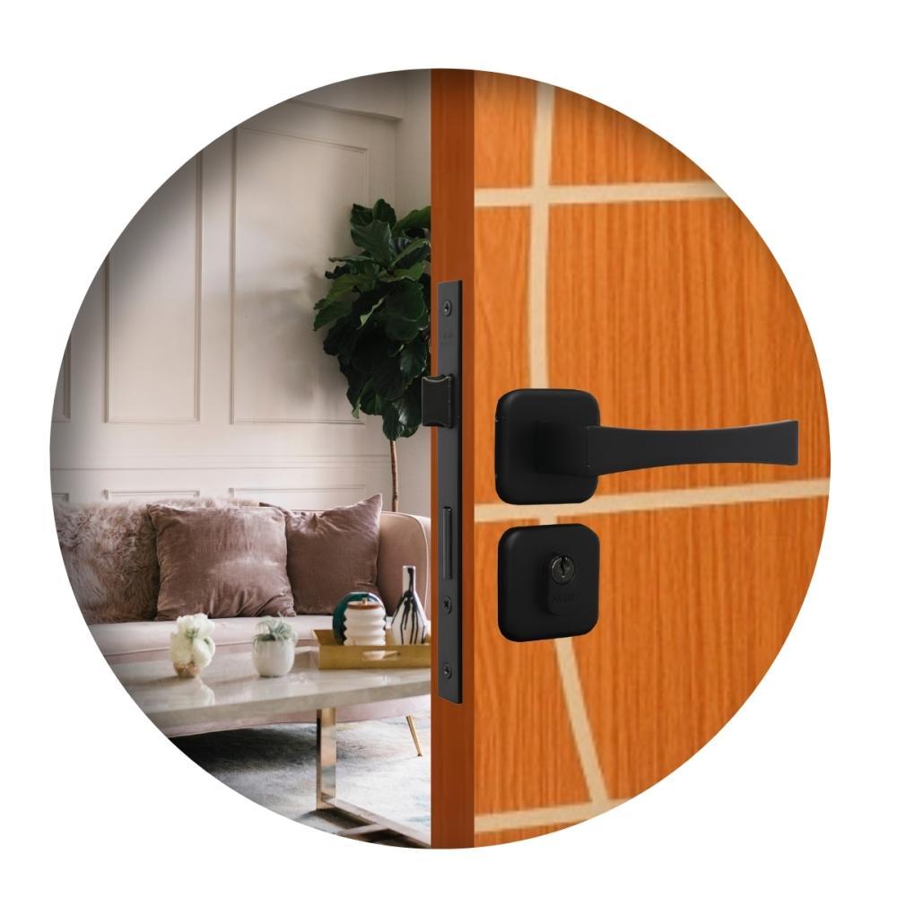 Kit 3 Fechadura Paris Externo Preto Fosco 4cm MGM - 2