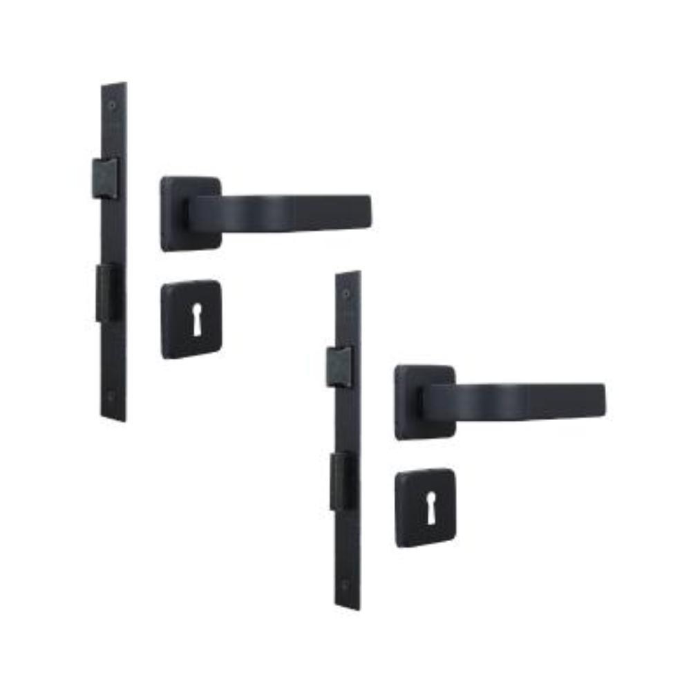 Kit 2 Fechaduras Interna Roseta Módena Preto Fosco MGM 40mm - 1