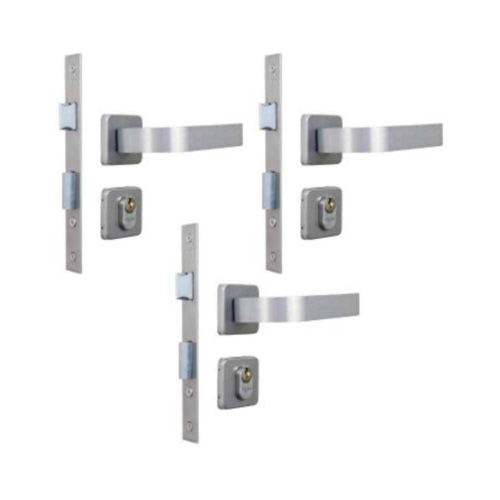 Kit 3 Fechaduras Roseta Módena Alumínio Interna MGM - 1
