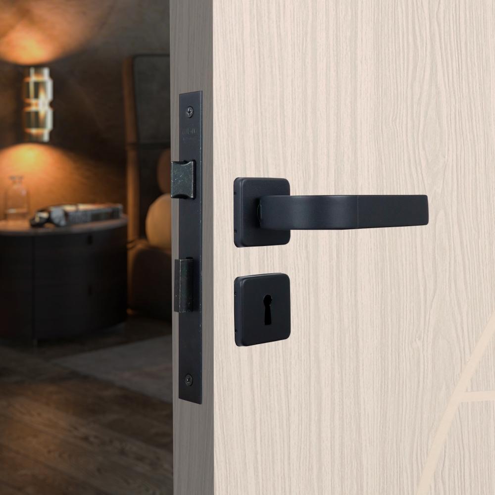 Kit 2 Fechaduras Internas e 1 Banheiro Roseta Módena PR Fosco MGM - 4