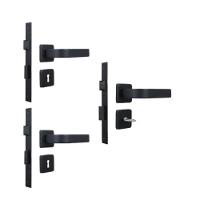 Kit 2 Fechaduras Internas e 1 Banheiro Roseta Módena PR Fosco MGM - 1