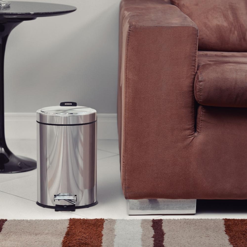 Lixeira Inox com Pedal Brasil 5L com Acabamento Polido e Balde Interno Tramontina - 5