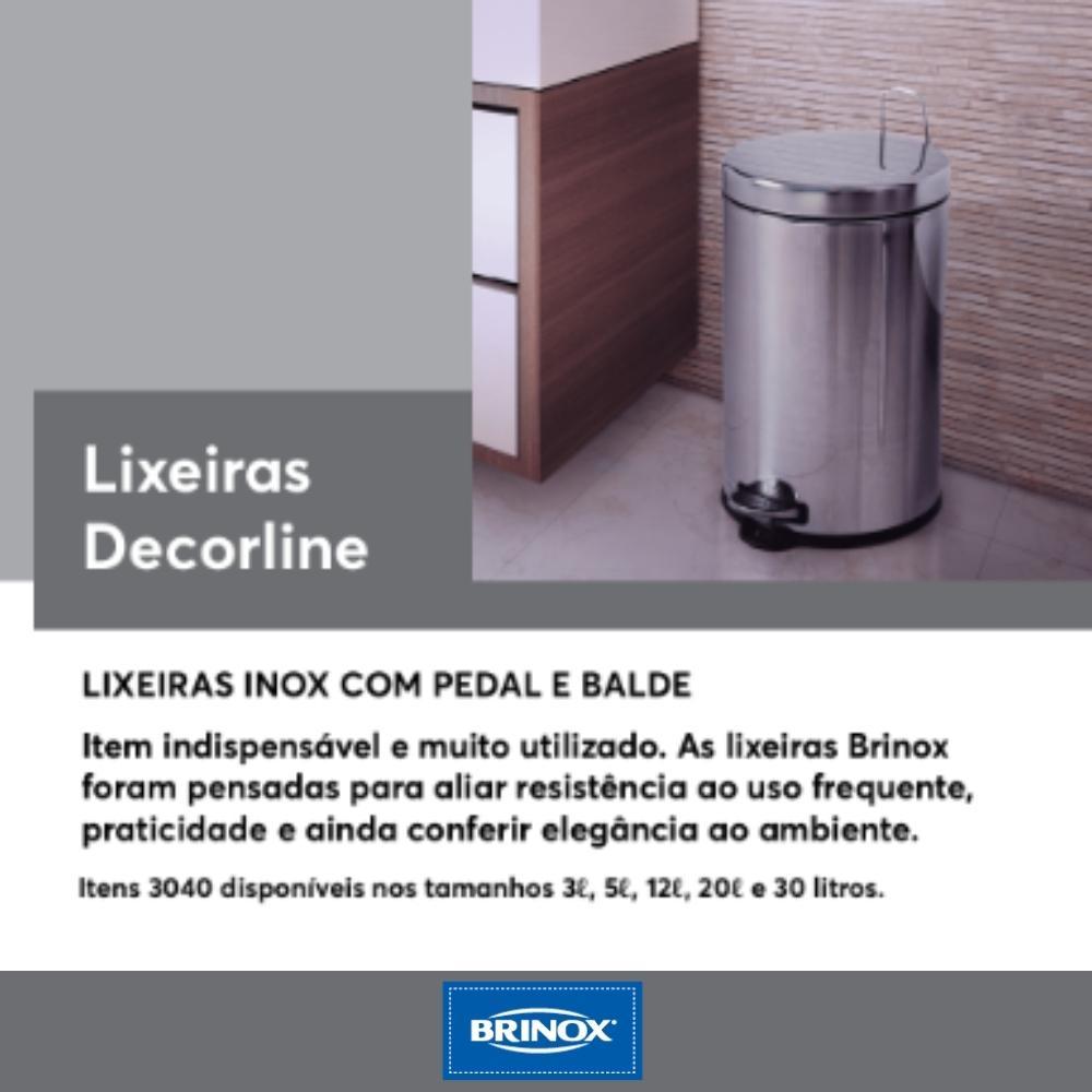 Lixeira Inox Com Pedal e Balde 20 Litros Brinox  - 5