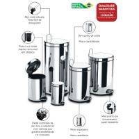 Lixeira Inox Com Pedal e Balde 5 Litros Brinox 