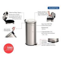 Lixeira Inox com Pedal Brasil com Acabamento Polido e Balde Interno Removível 30L Tramontina - 5