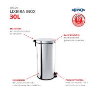 Lixeira Com Pedal e Balde Inox 30 Litros Brinox - 5