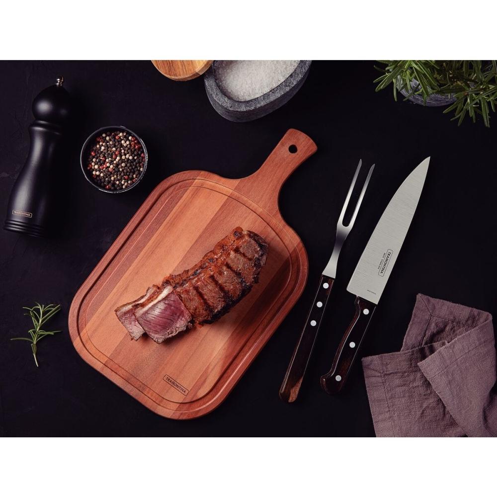 Kit Para Churrasco Em Inox Polywood Com 3 Peças E Tábua 21198/914 Castanho Tramontina - 2