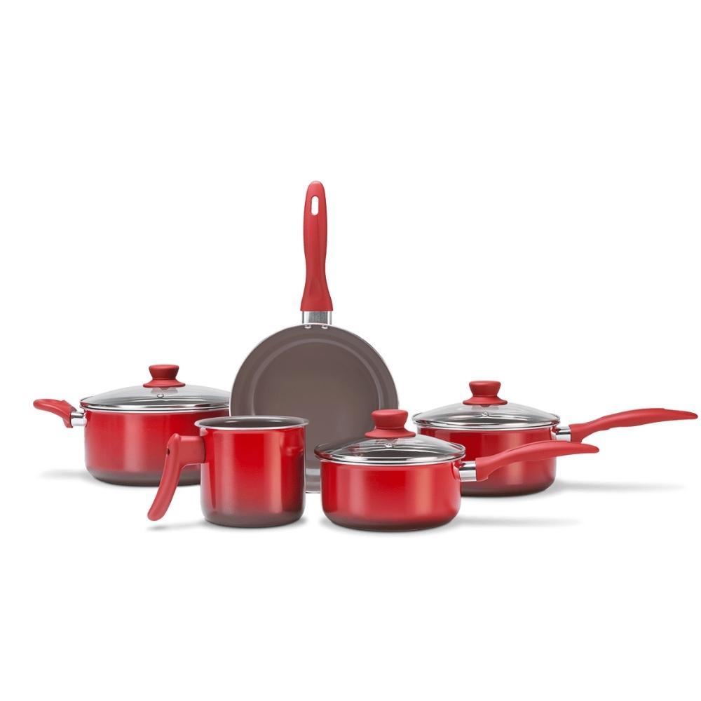 Jogo de Panelas Life Easy Smart 5 Peças Vermelho Brinox - 1