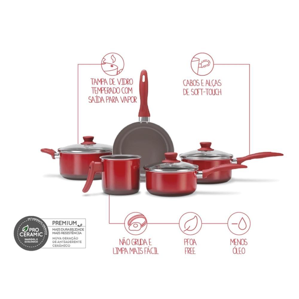 Jogo de Panelas Life Easy Smart 5 Peças Vermelho Brinox - 3