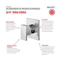 Acabamento Monocomando Para Chuveiro E Ducha Higiênica Alta Pressão New Edge 1/2" Cromado Docol - 2