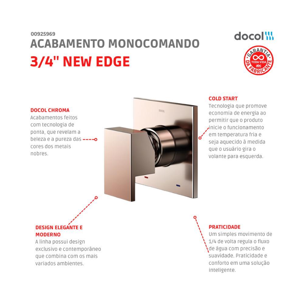 Acabamento Monocomando Para Chuveiro 3/4" Cobre Escovado Docol - 2