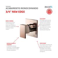 Acabamento Monocomando Para Chuveiro 3/4" Cobre Escovado Docol - 2