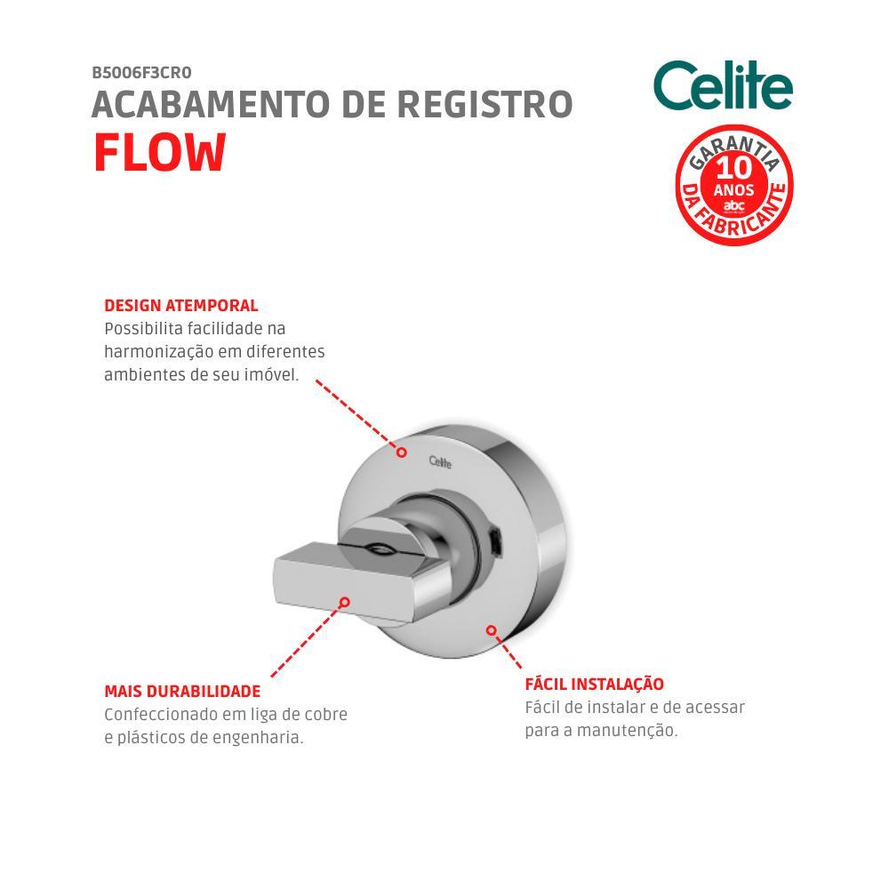 Acabamento de Registro Base 1/2 3/4 1 Flow Cromado Celite - 4