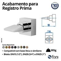 Acabamento para Registro Preto Fosco Prima 509 3/4 BK210 1/2, 3/4 e 1 Fani - 6