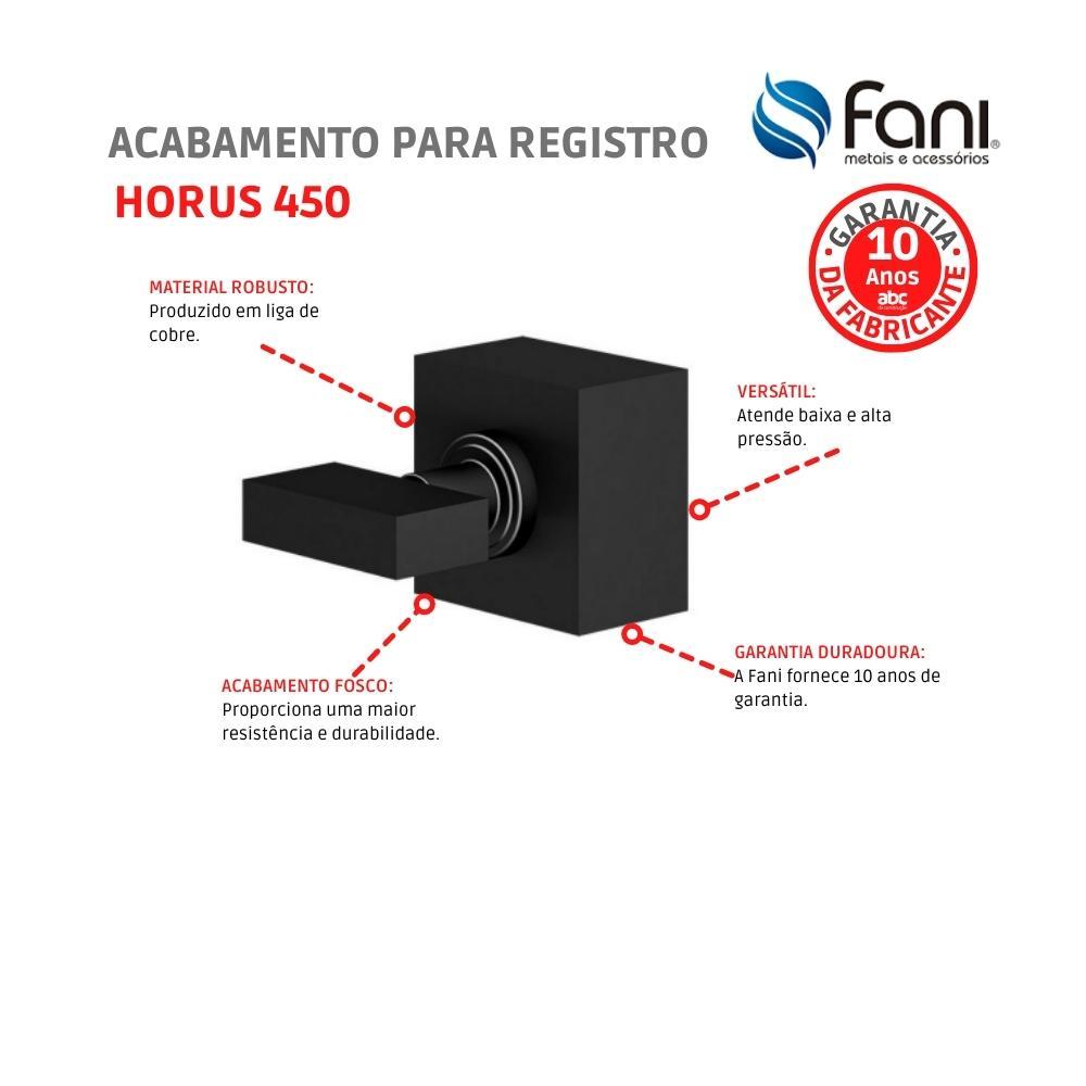 Acabamento para Registro Preto Fosco Horus 509 3/4 BK450 1/2, 3/4 e 1 Fani - 3