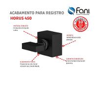 Acabamento para Registro Preto Fosco Horus 509 3/4 BK450 1/2, 3/4 e 1 Fani - 3