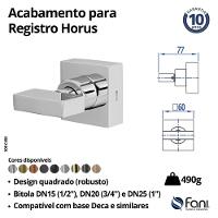 Acabamento para Registro Preto Fosco Horus 509 3/4 BK450 1/2, 3/4 e 1 Fani - 7