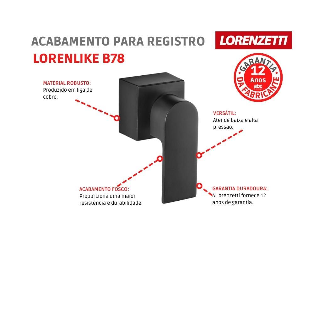 Acabamento Para Registro De Gaveta E Pressão LorenLike 3/4 4906 B78 Preto Lorenzetti - 2