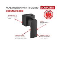 Acabamento Para Registro De Gaveta E Pressão LorenLike 3/4 4906 B78 Preto Lorenzetti - 2