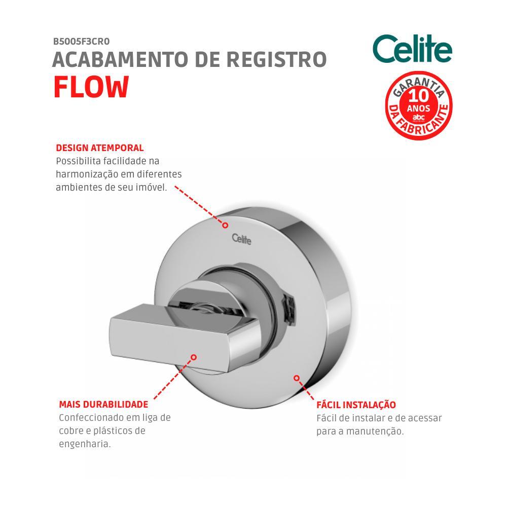 Acabamento Para Registro 1/2 3/4 1 Base Celite Flow Cromado - 4
