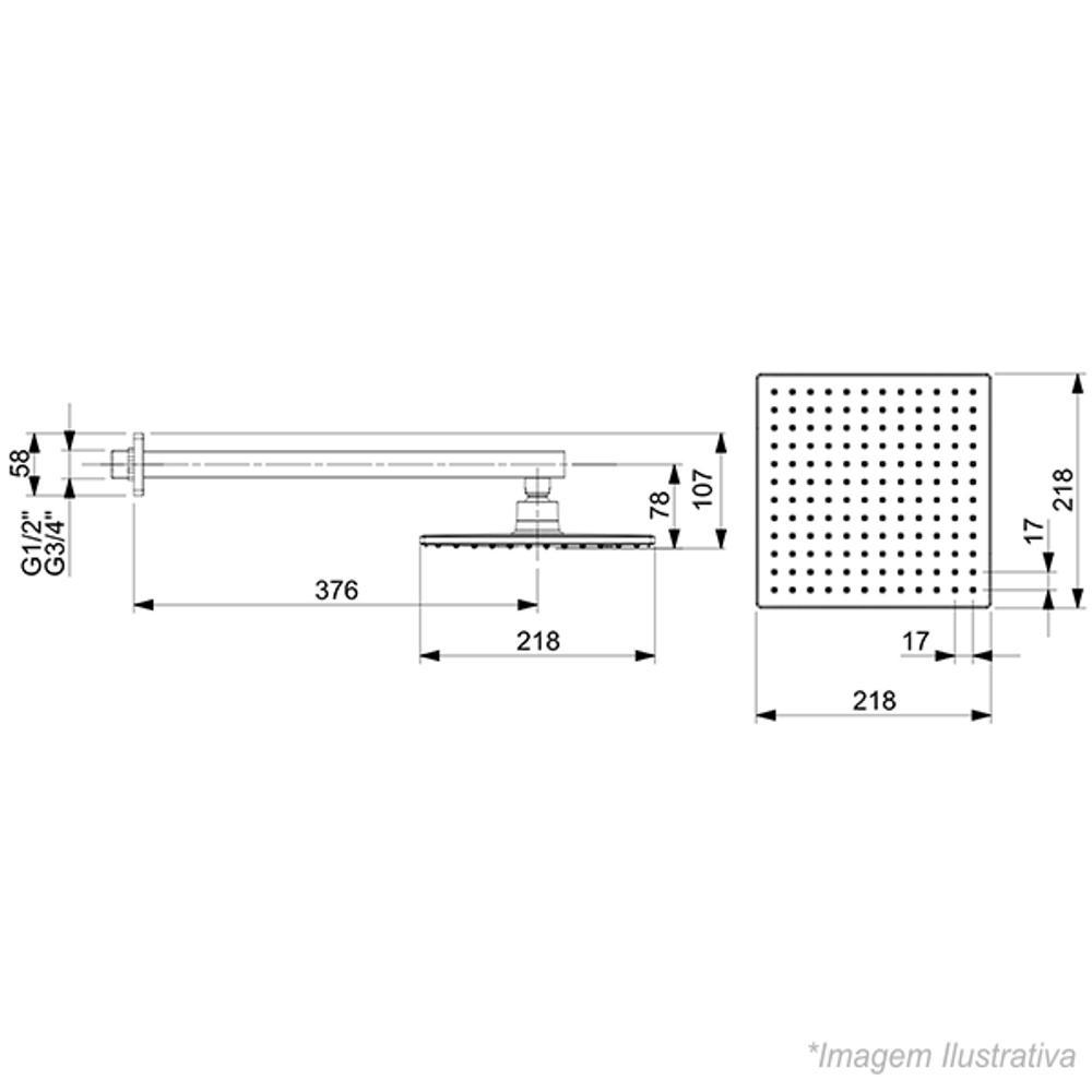 Chuveiro De Parede Quadrado Elite Cromada Celite - 5