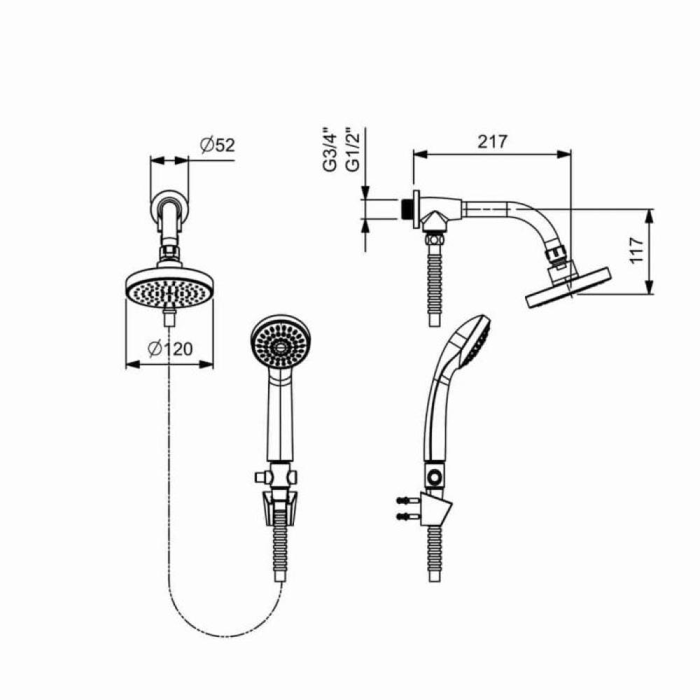 Chuveiro Com Desviador e Ducha Manual Basic Cromado Celite 120mm - 6