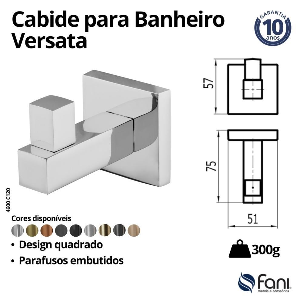 Cabide Para Banheiro Versata 120 Cromado Fani  - 4