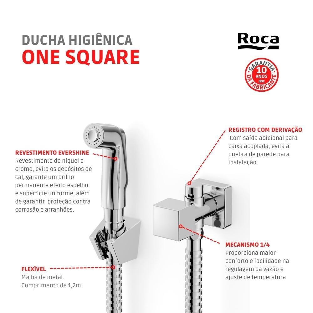 Ducha Higiênica Com Derivação Singles One Square Cromado Roca - 2