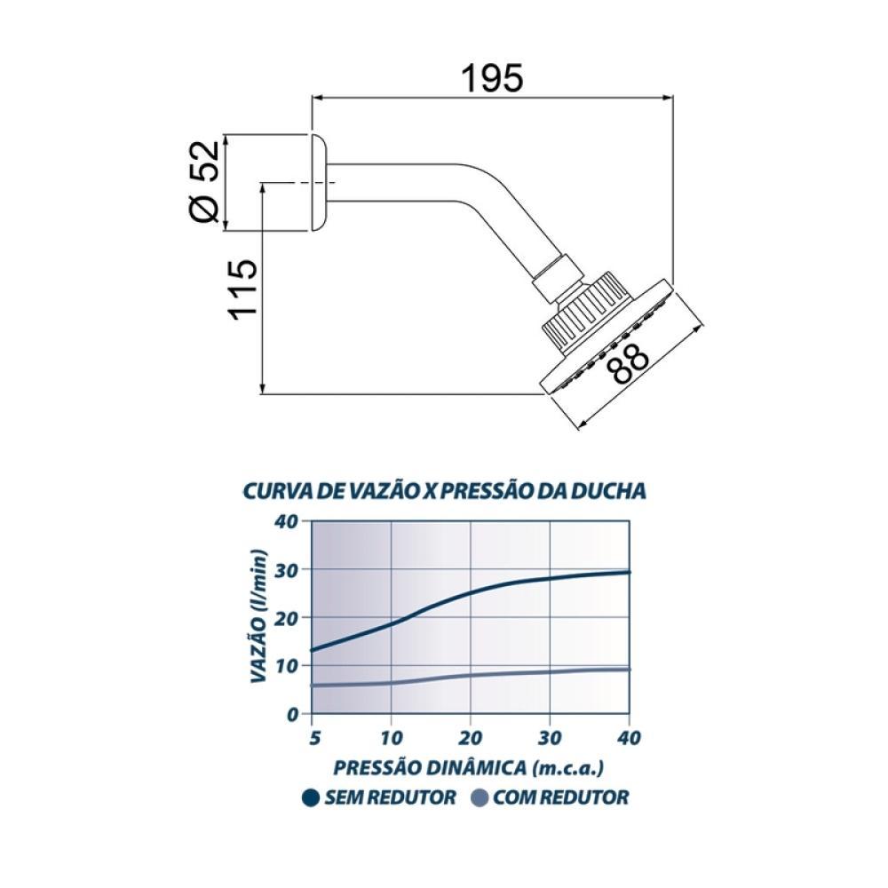 Ducha Fria De Parede Flatt Cromada 7001 F16 Lorenzetti - 5