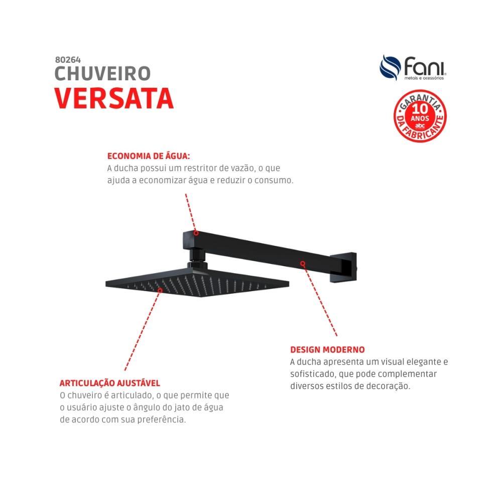Ducha Articulada De Parede Versata Preto Fosco Fani - 6