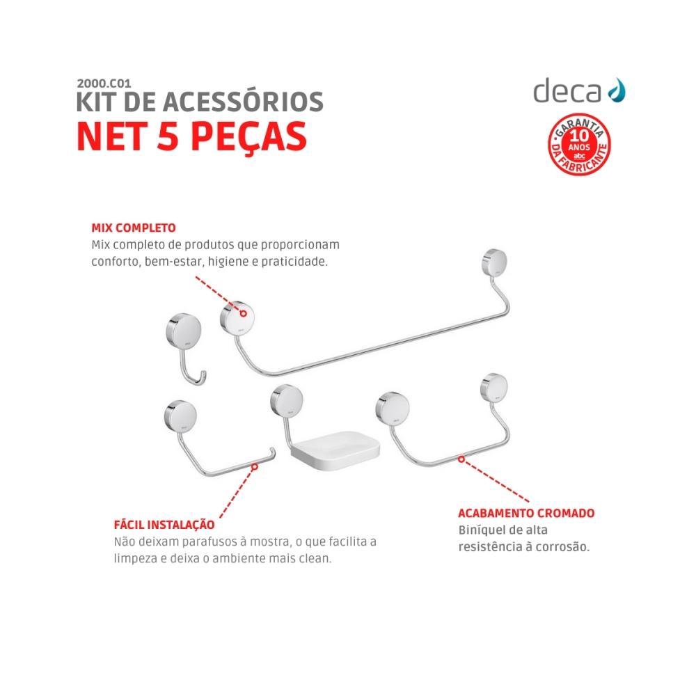 Kit De Acessórios Para Banheiro Com 5 Peças Net Cromado Deca - 4
