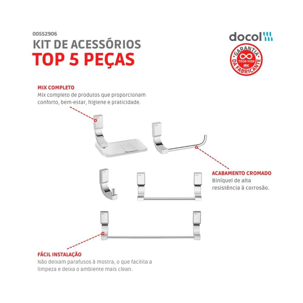 Kit De Acessórios Com 5 Peças Top Cromado Docol - 4