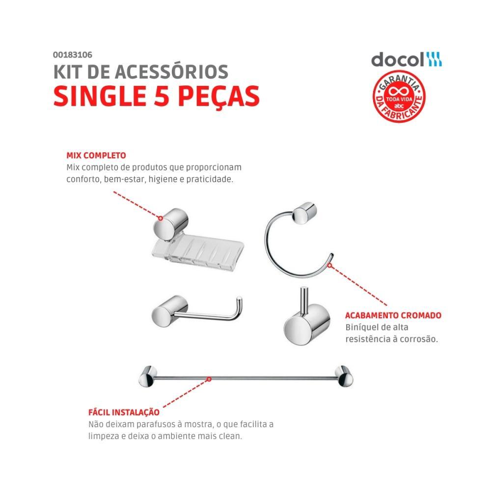 Kit De Acessórios Com 5 Peças Single Cromado Docol - 4