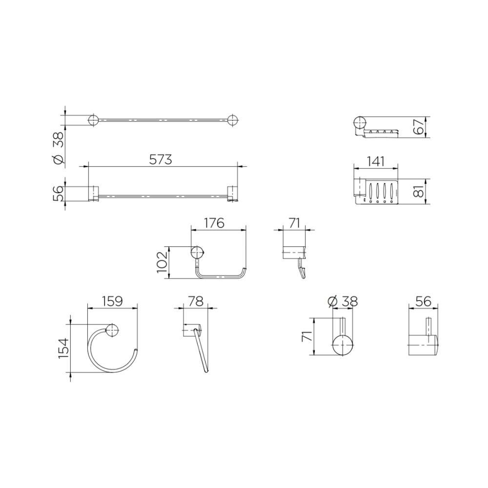 Kit De Acessórios Com 5 Peças Single Cromado Docol - 5