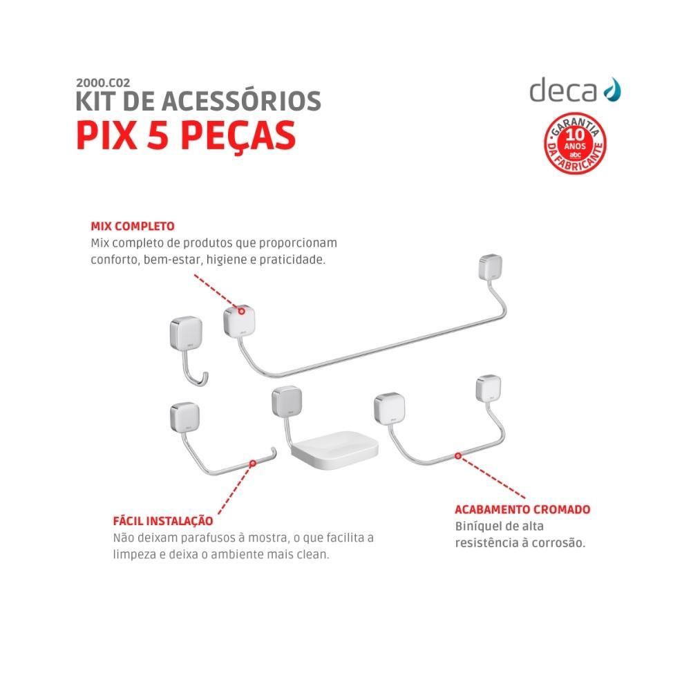 Kit De Acessórios Com 5 Peças Pix 2000 Cromado Deca - 4