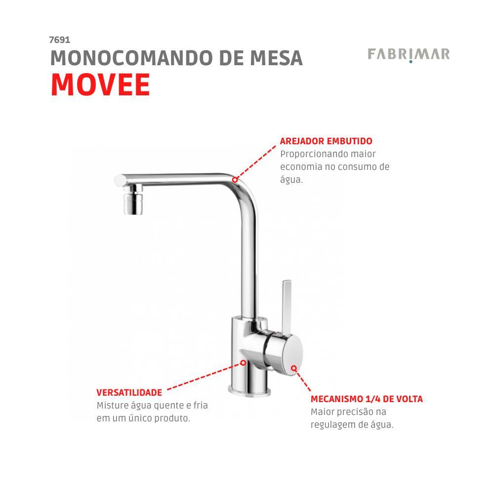 Monocomando De Mesa Para Cozinha Movee Fabrimar - 3