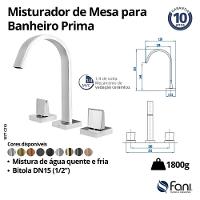 Misturador de Mesa para Banheiro e Lavabo Prima 1877 OV210 Ouro Velho DN 15 1/2 Fani - 5