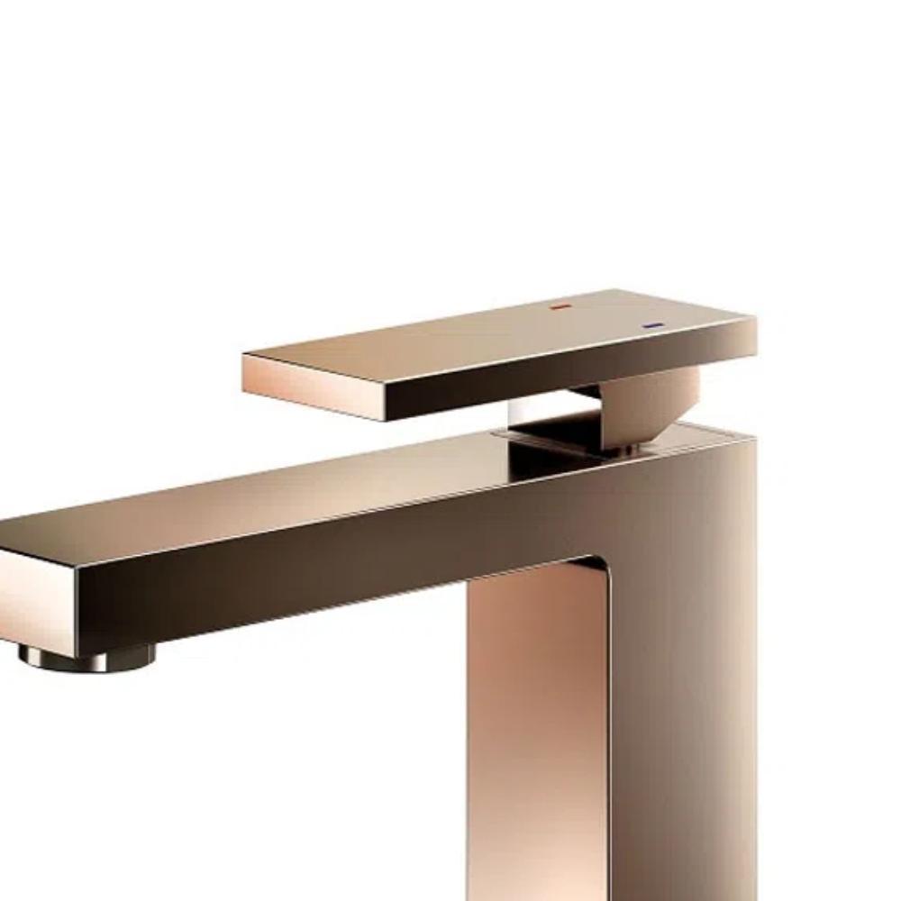 Misturador Monocomando Para Lavatório De Mesa New Edge Bica Baixa Cobre Escovado Docol - 2