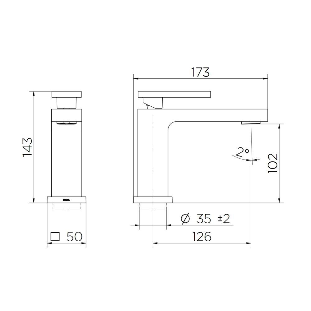 Misturador Monocomando Para Lavatório De Mesa New Edge Bica Baixa Cobre Escovado Docol - 5